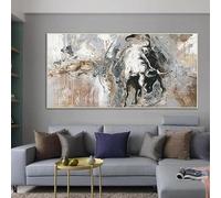JACBON Corrida, grande œuvre d'art murale, affiche, Taureau, toile murale, tableau abstrait représentant un taureau, 60 x 120 cm (24 x 47 pouces), cadre interne