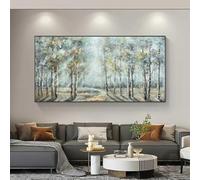 JACBON Grande peinture à l'huile sur toile Peinture de printemps Art abstrait Peinture naturelle Belle peinture de fleurs Grand art mural 50x100cm Sans cadre