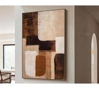 JACBON Grandes peintures abstraites beiges et marron sur toile texturée avec une esthétique minimaliste et moderne pour le salon 70x100cm（28x39inch Sans cadre