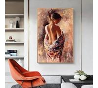 JACBON Images d'art mural pour décoration de salon, peinture à l'huile abstraite de femme semi-nue, affiche de beauté imprimée 80x140 cm sans cadre