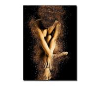 JACBON Impressions sur toile représentant une femme nue en poudre dorée, affiches, mosaïque, art mural, images modernes pour décoration de salon, 60 x 90 cm (24 x 35 pouces), sans cadre
