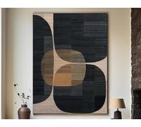 JACBON Minimalist Abstract Painting Canvas, Brown Black Wabi Sabi, Large Neutral Wall Decor, Rich Textured Canvas, Wall Art 70x105cm(28x41inch InternalFrame