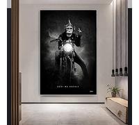 JACBON Noir Blanc Moto Racer Singe Toile Peintures Mur Art Affiches Imprime Mur Photos pour Salon Maison Mur 80x120cm Sans Cadre