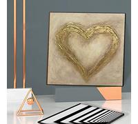 JACBON Nordique Abstrait Golden Heart Love Image Peinture à l'huile sur Toile Affiches et Impressions Mur Art Photos Salon Décor 70x70cm Sans Cadre