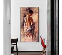 JACBON Peinture à l'huile abstraite de femme nue sur toile, affiches et impressions de beauté sexy, images d'art mural moderne pour décoration de salon, 30x60cm (12x24 pouces) cadre interne