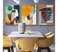 JACBON Peinture sur toile géométrique abstraite, figurine moderne, affiche d'art contemporain, visage imprimé, tableau d'art mural pour décoration de salon, 40x80 cm x 3, sans cadre