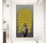 JACBON Peintures sur toile d'art mural vertical de fleurs jaunes modernes pour salle à manger couloir salon décoration murale impressions 50x120 cm (20x47 pouces) sans cadre