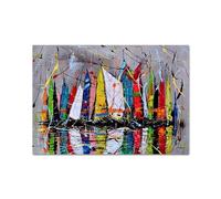 JACBON Toile Art Mural Peinture à l'huile Abstraite Pop Graffiti Voilier Affiches et Impressions pour Salon Décoration de la Maison 30x50cm（12x20inch Cadre Interne