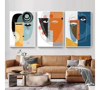 JACBON Toile de peinture abstraite géométrique pour femmes, visage de Picasso, affiche d'art moderne, images pour salon, maison, 70x100cm x 3, sans cadre