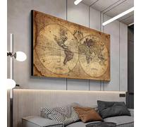 JACBON Vintage carte du monde rétro vieille photo toile peinture pour salon affiche imprime maison bureau étude mur Art décor 30x60 cm sans cadre