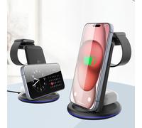 Jacenvly2024Nouveau chargeur sans fil 3 en 1 avec ventouse magnétique, support vertical, support pour téléphone et station de charge rapide 15 W
