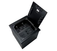 JACEPFY Boîtier de protection pour prise de sol, plaque de protection encastrée avec 2 LAN, chargeurs USB 4,8 A et HDMI (noir)