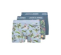 JACK & JONES Jacflower Bird Trunks Lot de 3 Boxers Sn Caleçon Boxeur, Bleu Chambray/Pack : Oceanview-Oceanview, S Hommes
