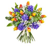 Jacinthes et tulipes - Fleurs fraîches - Anniversaire, Prompt rétablissement, Remerciements, Fête des Mères - Compositions florales coupées pour cadeaux, mariages, Fête des Mères (Grande)