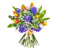 Jacinthes et tulipes - Fleurs fraîches - Anniversaire, Prompt rétablissement, Remerciements, Fête des Mères - Compositions florales coupées pour cadeaux, mariages, Fête des Mères (Moyenne)