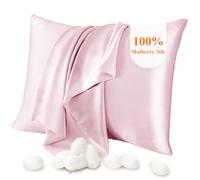 Jaciu Taie d'oreiller 100% Soie, pour Cheveux et Peau, des Deux côtés Taie d'oreiller en Soie de mûrier 21 Momme 600 Fils au Pouce Doux et Respirant （Rose, la Norme: 51x66cm, 1 pièce）