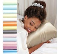 Jaciu Taie d'Oreiller en Soie Naturelle avec Fermeture éclair pour Les Cheveux et la Peau - Confortable Doux Respirable, Taupe 65X65cm 1 Pièce