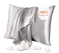 Jaciu taie d'oreiller en Soie pour Les Cheveux et la Peau taie d'oreiller Soie Étui d'oreiller en Soie Naturelle avec Fermeture éclair,Confortable Doux Respirable,Gris 40X60cm 1 pièce