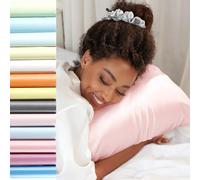 Jaciu taie d'oreiller en Soie pour Les Cheveux et la Peau taie d'oreiller Soie Étui d'oreiller en Soie Naturelle avec Fermeture éclair,Confortable Doux Respirable, Rose 40X70cm 1 pièce