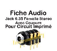 Jack 6.35 Chassis STEREO avec Coupure Contacts Plaques OR Connections à Souder