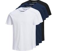 Jack And Jones Basic 5-Pack T-Shirt Mens Wht/Nvy/Blk - Blanc/Marine/Noir S Male