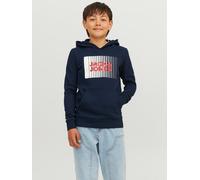 Sweatshirt à capuche Jack & Jones Logo Stripe bleu rouge blanc pour enfant. - 140