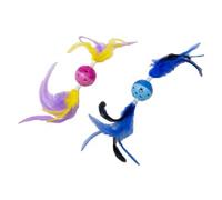 Jack and Vanilla, Balle avec Plume pour Chats, Stimule l'Instinct de Chasseur, Matériaux Durables, Facile à Nettoyer, Taille 36 cm, Couleur Vives, Modèle Cat Toys