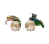 JACK AND VANILLA, Balles avec Plume pour Chats, Lot de 2, Stimule l'Activité Physique et Le Jeu, Non Toxiques et Durables, Diamètre 5 cm, Couleurs Vives, Modèle Cat Toys