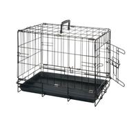 JACK AND VANILLA - Cage de Transport Pliable 1 Porte - 47x30x37 cm - Noir | Pliable à plat en un geste · Deux portes verrouillables · Plateau de fond lavable · Acier robuste