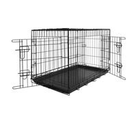 JACK AND VANILLA - Cage de Transport Pliable 2 Portes - 62x44x50 cm - Noir | Pliable à plat en un geste · Deux portes verrouillables · Plateau de fond lavable · Acier robuste