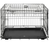 JACK AND VANILLA, Cage métallique spacieuse avec Porte coulissante, Design élégant et Durable, idéale pour Animaux de Grande Taille, Facile à Nettoyer, XXL, Noir, Modèle Travel