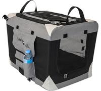 JACK AND VANILLA, Chenil Pliable pour Animaux de Compagnie, léger et Durable, idéal pour Les Voyages, Ventilation optimale, sécurité renforcée, Dimensions 34x49x34CM, Gris/Noir, Modèle Travel