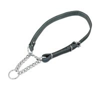 Jack and Vanilla, Collier en Cuir pour Chien, Martingale, Confortable et Durable, Boucle sécurisée, Ajustable, Couleur Gris, 25 mm x 50-80 cm, Modèle Cuir Gras
