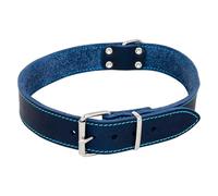 Jack and Vanilla, Collier en Cuir pour Chien, Normal, Confortable et Durable, Boucle sécurisée, Ajustable, Couleur Bleu, 10 mm x 25 cm, Modèle Cuir Gras