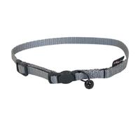 JACK AND VANILLA, Collier en Nylon pour Chaton, Ajustable 17-24 cm, Couleur Grise, Fermeture sécurisée, détails réfléchissants pour Plus de sécurité, Confort Optimal, Design élégant, Modèle Nylon