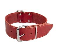 Jack and Vanilla - Collier Large pour Chien Cuir Gras - pour Chiens de Moyenne et Grande Taille - Solide, Durable, Toucher Doux - Look Moderne - Couleur Rouge, Taille 40 mm x 50 cm