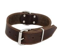 Jack and Vanilla - Collier Large pour Chien Cuir Gras - pour Chiens de Moyenne et Grande Taille - Solide, Durable, Toucher Doux - Look Moderne - Couleur Brun, Taille 50 mm x 75 cm