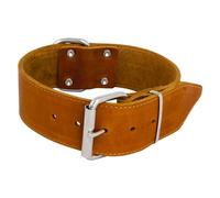 Jack and Vanilla - Collier Large pour Chien Cuir Gras - pour Chiens de Moyenne et Grande Taille - Solide, Durable, Toucher Doux - Look Moderne - Couleur Cognac, Taille 50 mm x 75 cm