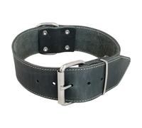 Jack and Vanilla - Collier Large pour Chien Cuir Gras - pour Chiens de Moyenne et Grande Taille - Solide, Durable, Toucher Doux - Look Moderne - Couleur Gris, Taille 40 mm x 50 cm