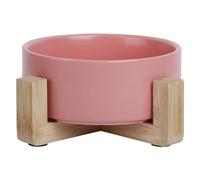 JACK AND VANILLA, Gamelle Céramique Antidérapante avec Support Bambou Écologique, Design Élégant, Capacité 1800 ML, Idéale pour Animaux de Taille Moyenne à Grande, Rose, Modèle Bon Appetit