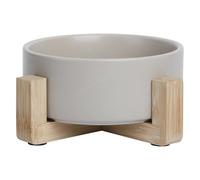 JACK AND VANILLA, Gamelle Céramique Élégante avec Support en Bambou, Capacité 1800 ML, Design Moderne et Sophistiqué, Idéale pour Chiens et Chats, Gris, Modèle Bon Appetit