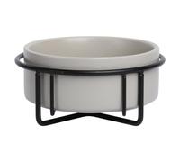 JACK AND VANILLA, Gamelle Céramique Élégante avec Support Métal Antidérapant pour Chiens et Chats, Capacité 850ml, Facile à Nettoyer, Gris, Design Moderne et Sophistiqué, Modèle Bon Appetit