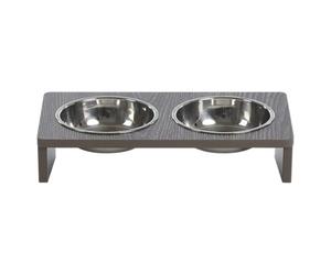 JACK AND VANILLA, Gamelle Double en Bois Gris avec Support, 2x380ml, Design Moderne et élégant, Facile à Nettoyer, idéale pour Petits et Moyens Animaux, Taille 2x380ml, Couleur Gris, Modèle Molly