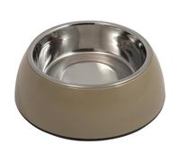 JACK AND VANILLA, Gamelle élégante antidérapante en INOX Taupe pour Petits Chiens et Chats, capacité 480ml, Dimensions Ø17,6x6,1cm, Facile à Nettoyer et Durable, Modèle Bon Appetit