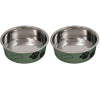 Jack and Vanilla, Gamelle en Acier Inoxydable antidérapante pour Animaux, Design Moderne Vert, capacité 270 ML, diamètre 12 cm, Facile à Nettoyer, idéale pour Chiens et Chats, Modèle Bon Appetit