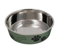JACK AND VANILLA, Gamelle en Acier Inoxydable Ergonomique pour Animaux, Capacité 610ml, Ø15cm, Design Attrayant, Facile à Nettoyer, Vert, Modèle Bon Appetit