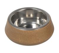 JACK AND VANILLA, Gamelle en Bambou et Acier INOX pour Animaux, Design Élégant, Antidérapante, Facile à Nettoyer, Capacité 450ml, Ø14cm, Couleur Beige, Modèle Bon Appetit