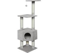 JACK AND VANILLA, Griffoir élégant pour Chat, Design Moderne crème et Gris, Multifonctionnel pour gratter et se Reposer, Dimensions 40x40x130cm, Couleur crème-Gris, Modèle Griffoir
