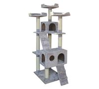 JACK AND VANILLA, Griffoir élégant pour Chat, Design Moderne, matériaux durables, Espace de Jeu et Repos, Facile à Nettoyer, Dimensions 50x50x170cm, Couleur Gris, Modèle Griffoir