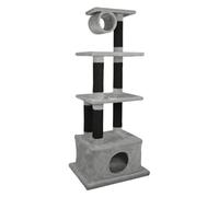 JACK AND VANILLA, Griffoir Moderne pour Chat, Design élégant, Multifonctionnel avec Zones de Repos et de Jeu, Dimensions 60x50x151cm, Couleur Gris-Noir, Modèle Griffoir